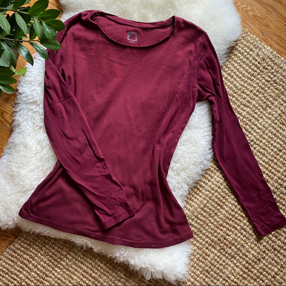 Plain Burgundy long sleeve Tee